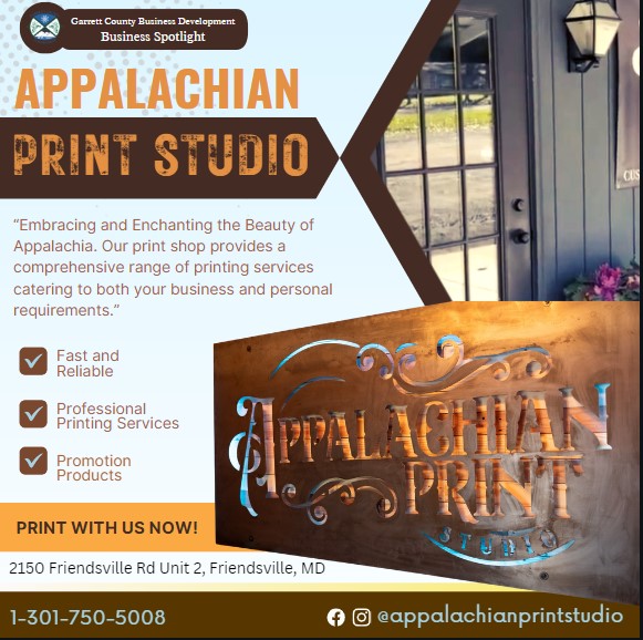 Business Spotlight
Appalachian Print Studio 
“Embracing and Enchanting the Beauty of Appalachia. Our print shop provides a comprehensive range of printing services catering to both your business and personal requirements.”